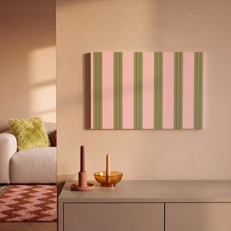 Patroon - Strepen - Abstract - Roze - Groen canvas 2cm klein -sfeer1