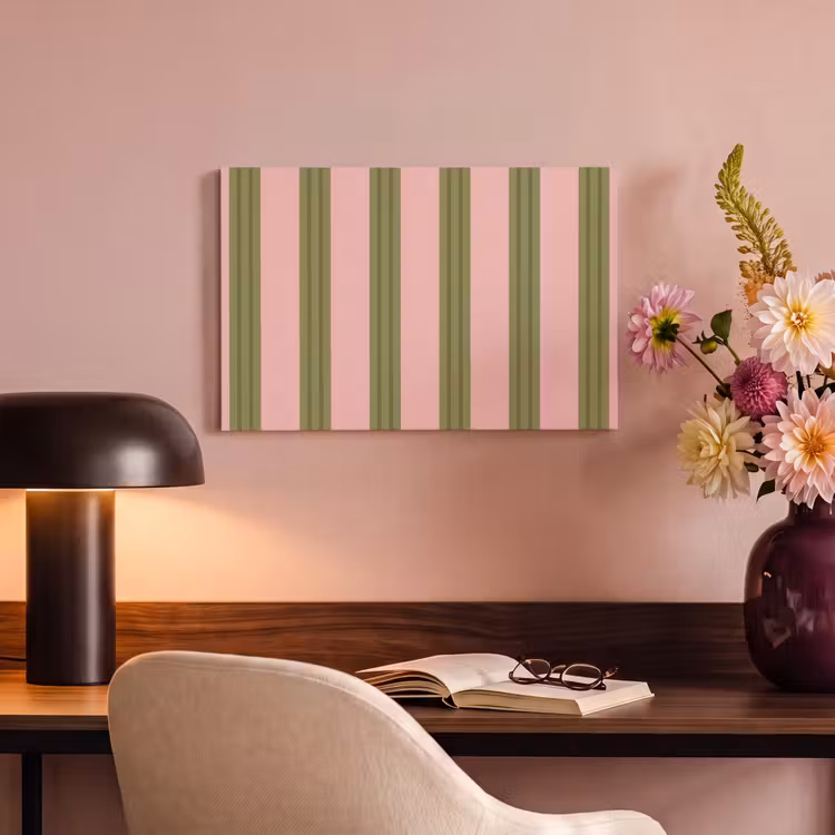 Patroon - Strepen - Abstract - Roze - Groen canvas 2cm klein -sfeer4
