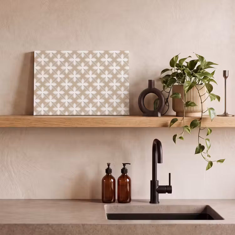 Patroon - Symmetrisch - Beige canvas 2cm klein 34 -sfeer3