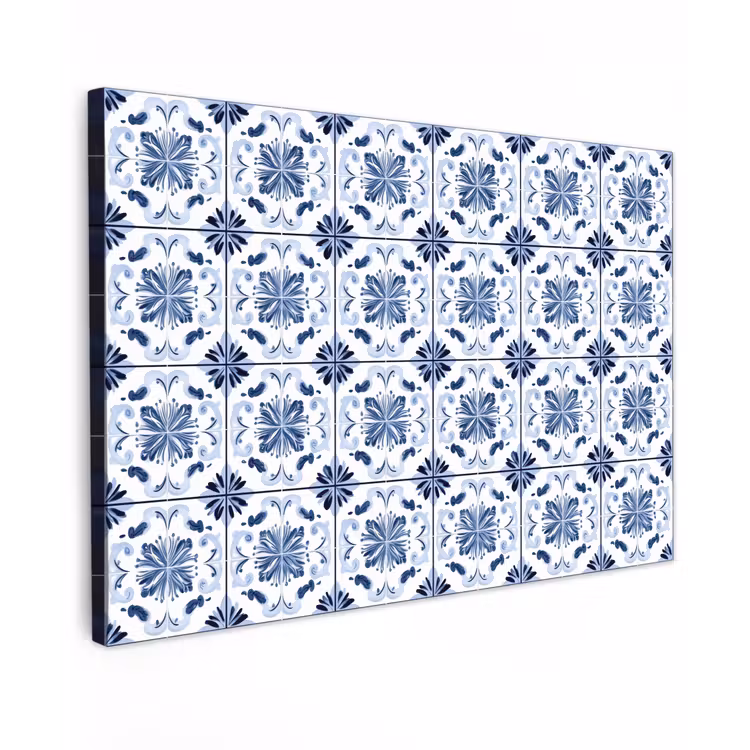 Patroon - Tegel - Blauw canvas 2cm klein 34 -z3d