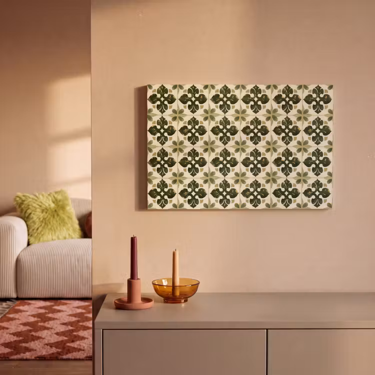 Patroon - Tegel - Groen canvas 2cm klein 34 -sfeer1