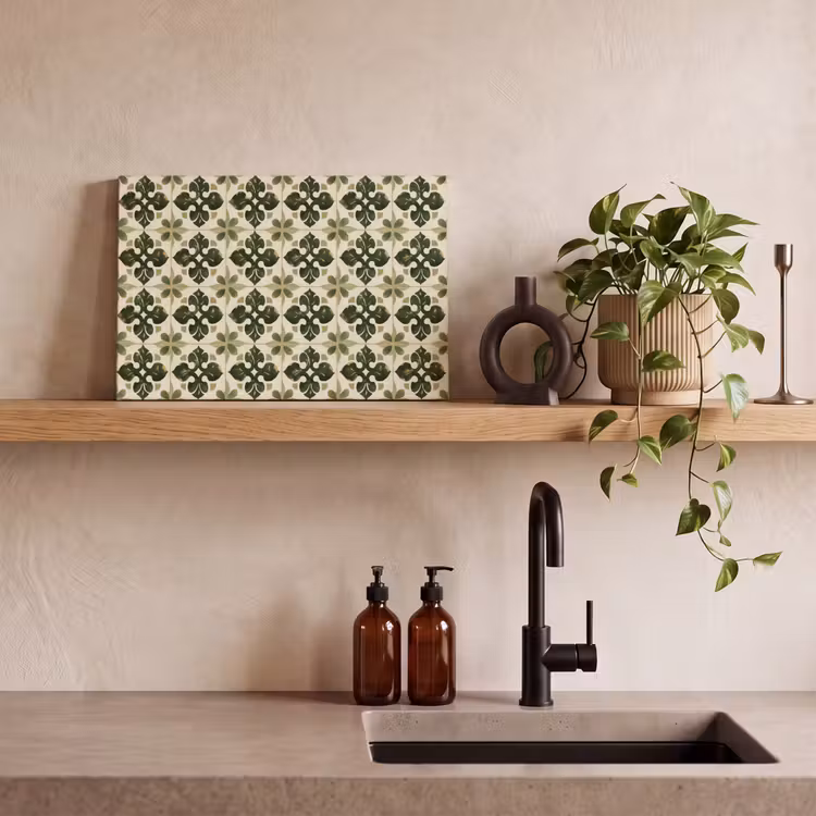 Patroon - Tegel - Groen canvas 2cm klein 34 -sfeer3