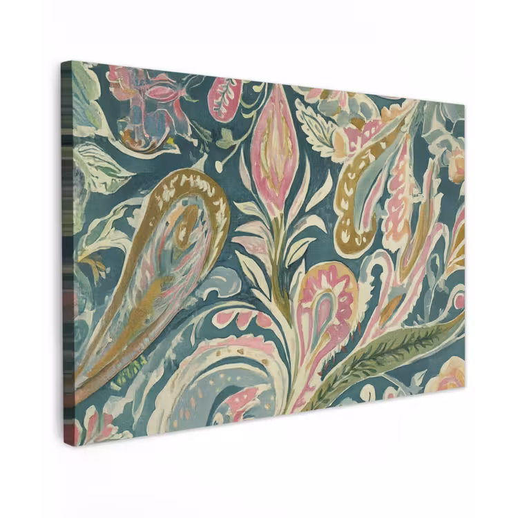 Patroon - Kleurrijk - Sierlijk - Groen canvas 2cm klein -z3d