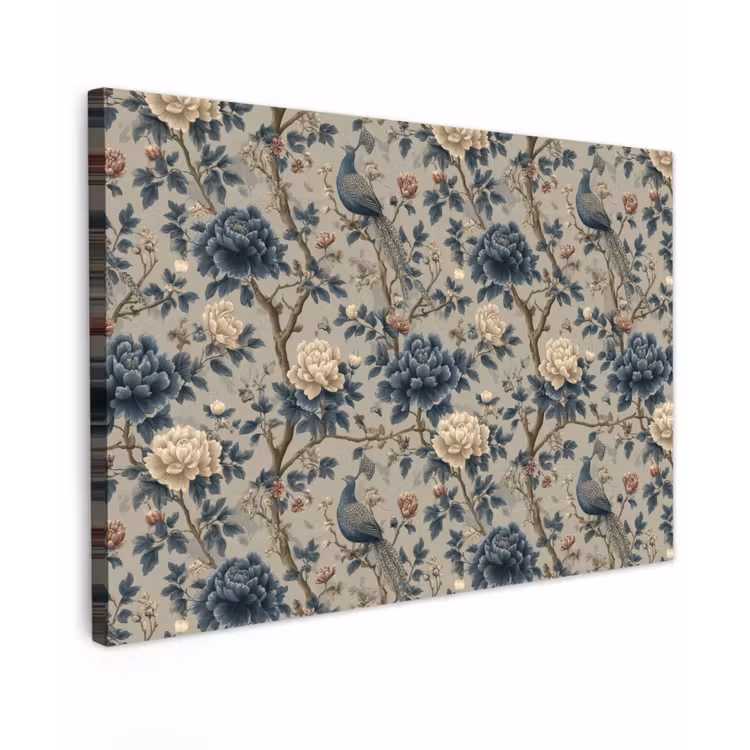 Pauw - Bloemen - Blauw canvas 2cm klein 34 -z3d