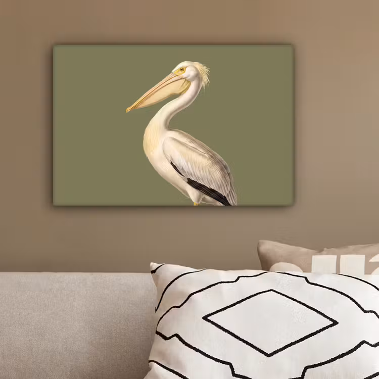 Pelikaan - Wit - Vogel - Klassiek - Natuur canvas 2cm klein -sfeer3