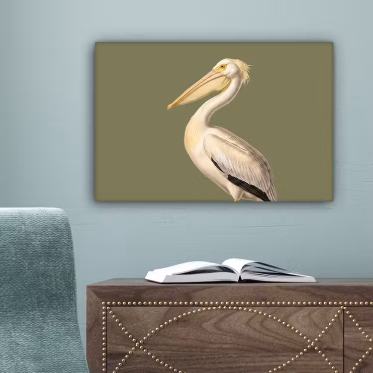 Pelikaan - Wit - Vogel - Klassiek - Natuur canvas 2cm klein -sfeer4