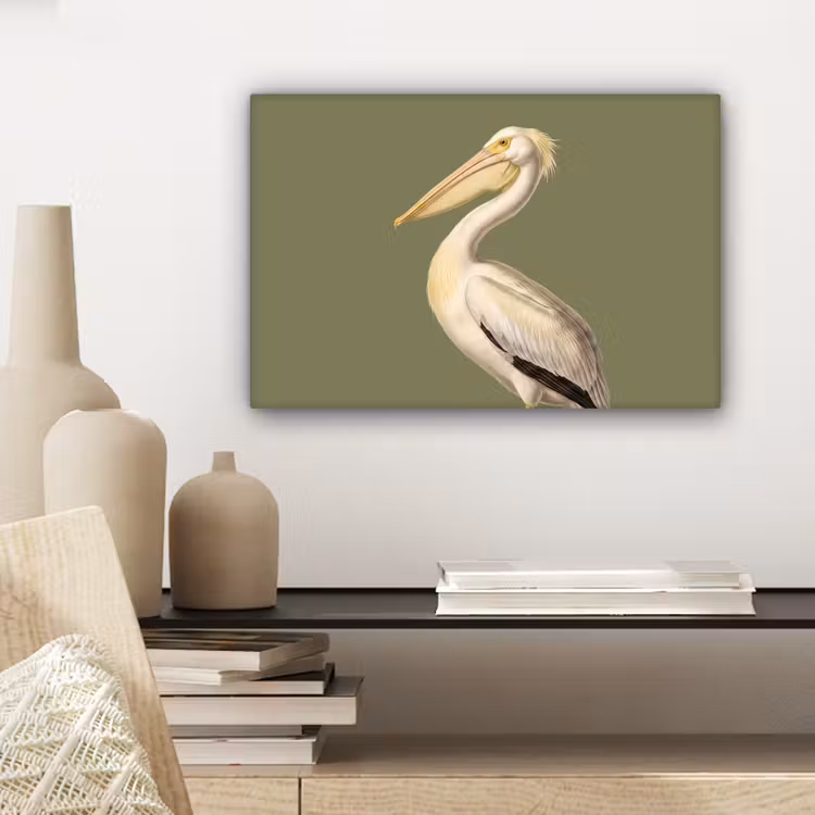 Pelikaan - Wit - Vogel - Klassiek - Natuur canvas 2cm klein -sfeer6