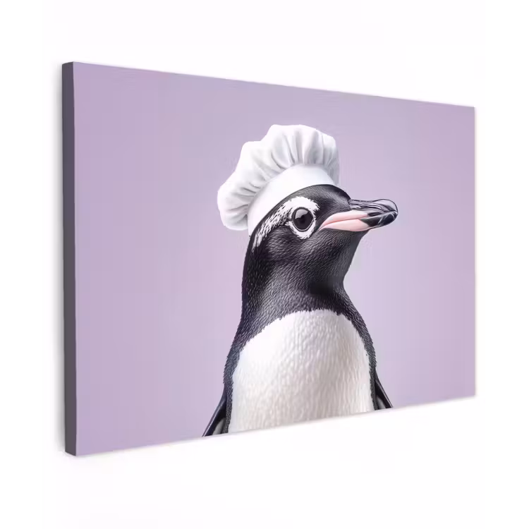 Pinguïn - Koksmuts - Lief - Paars canvas 2cm klein -z3d