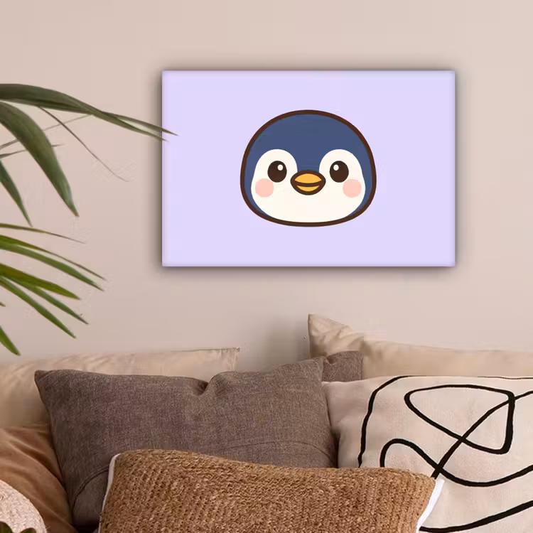Pinguïn - Paars - Schattig canvas 2cm klein -sfeer1