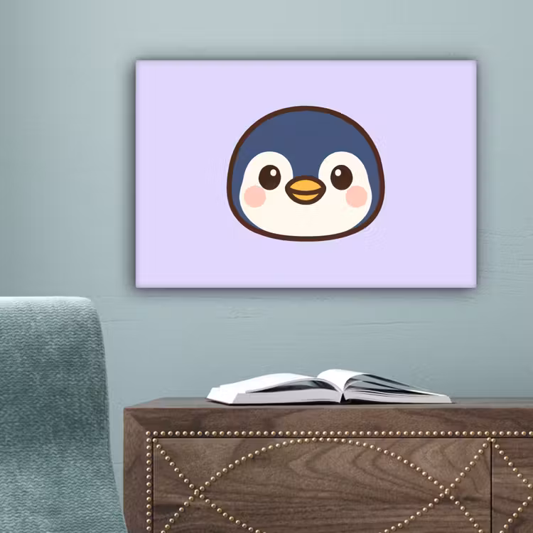 Pinguïn - Paars - Schattig canvas 2cm klein -sfeer4