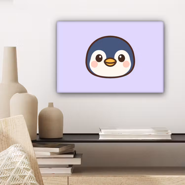 Pinguïn - Paars - Schattig canvas 2cm klein -sfeer6