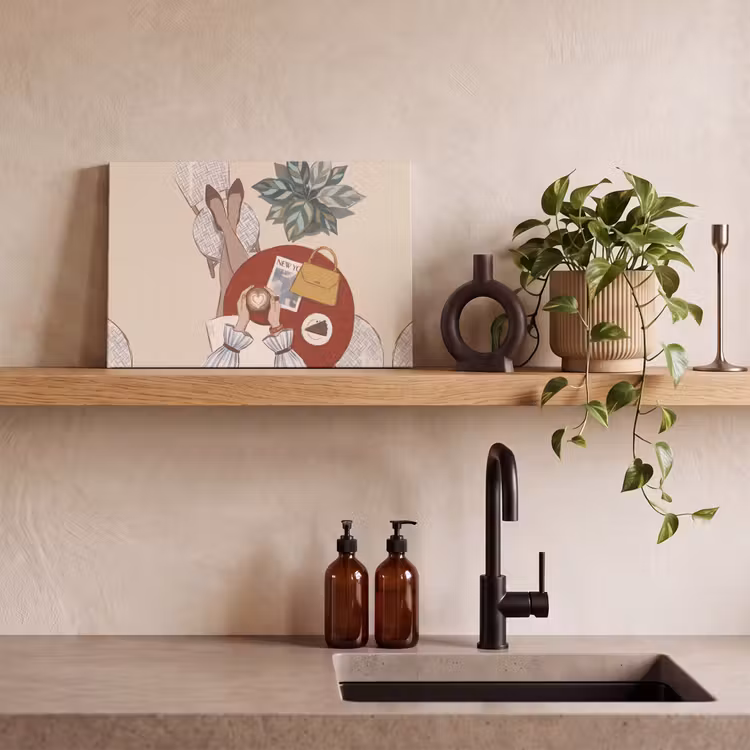 Mensen - Cafe - Koffie - Stadsleven - Modern canvas 2cm klein -sfeer3