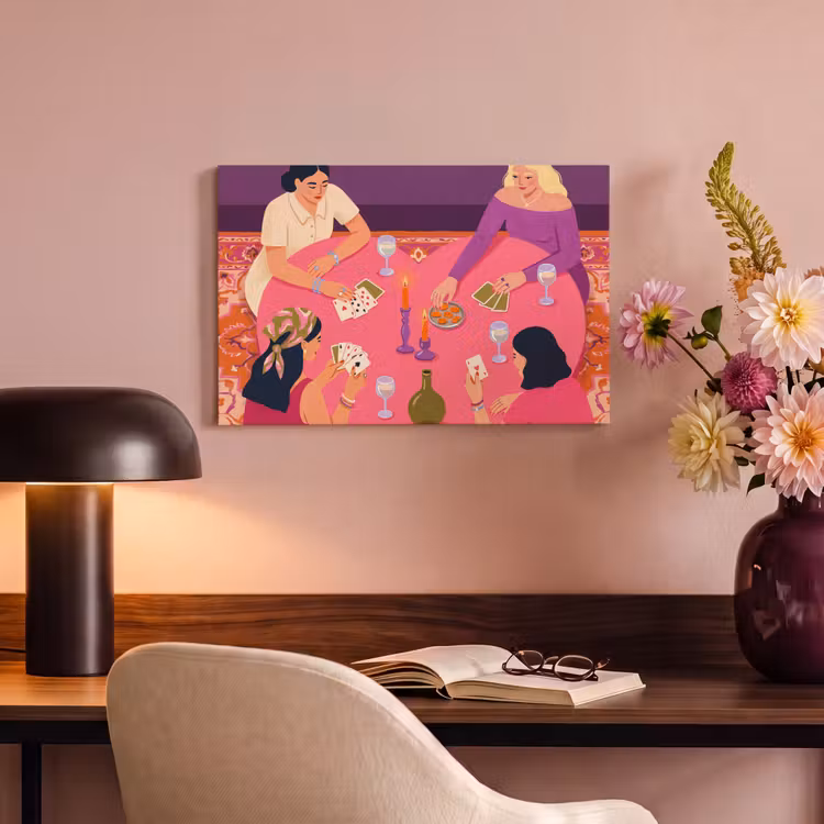 Mensen - Kaartspel - Interieur - Modern - Kleurrijk canvas 2cm klein -sfeer4