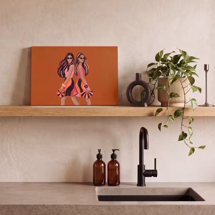 Mensen - Duo - Mode - Illustratie - Kleurrijk canvas 2cm klein -sfeer3