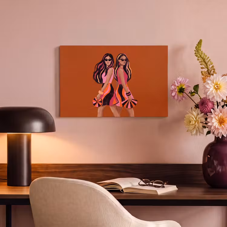 Mensen - Duo - Mode - Illustratie - Kleurrijk canvas 2cm klein -sfeer4