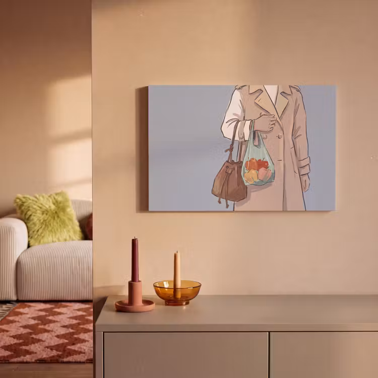 Mensen - Boodschappen - Stadsleven - Modern - Kleurrijk canvas 2cm klein -sfeer1