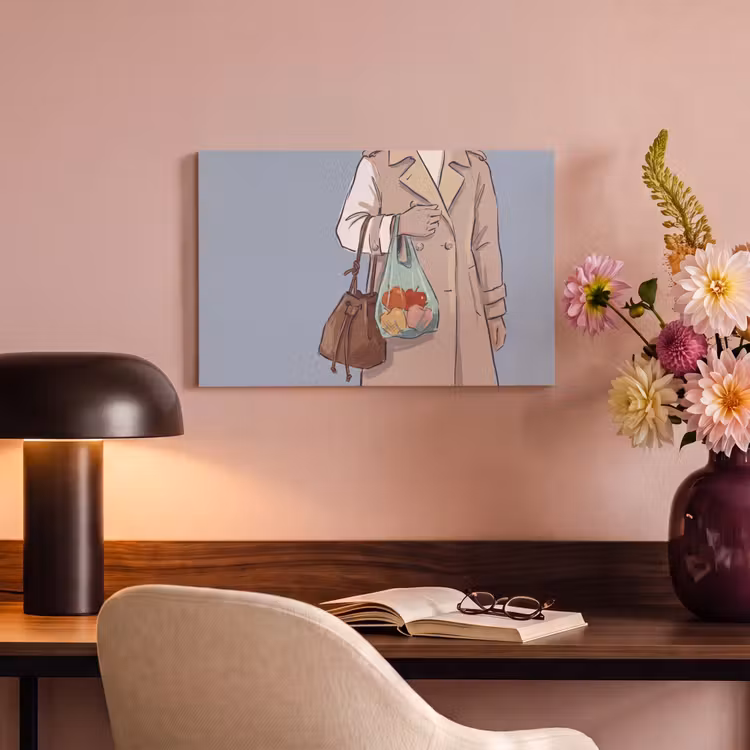 Mensen - Boodschappen - Stadsleven - Modern - Kleurrijk canvas 2cm klein -sfeer4