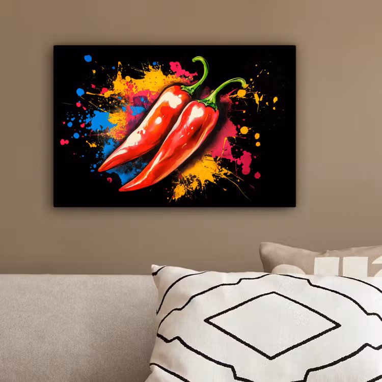 Peper - Graffiti - Verf - Abstract - Modern - Kleurrijk canvas 2cm klein -sfeer3