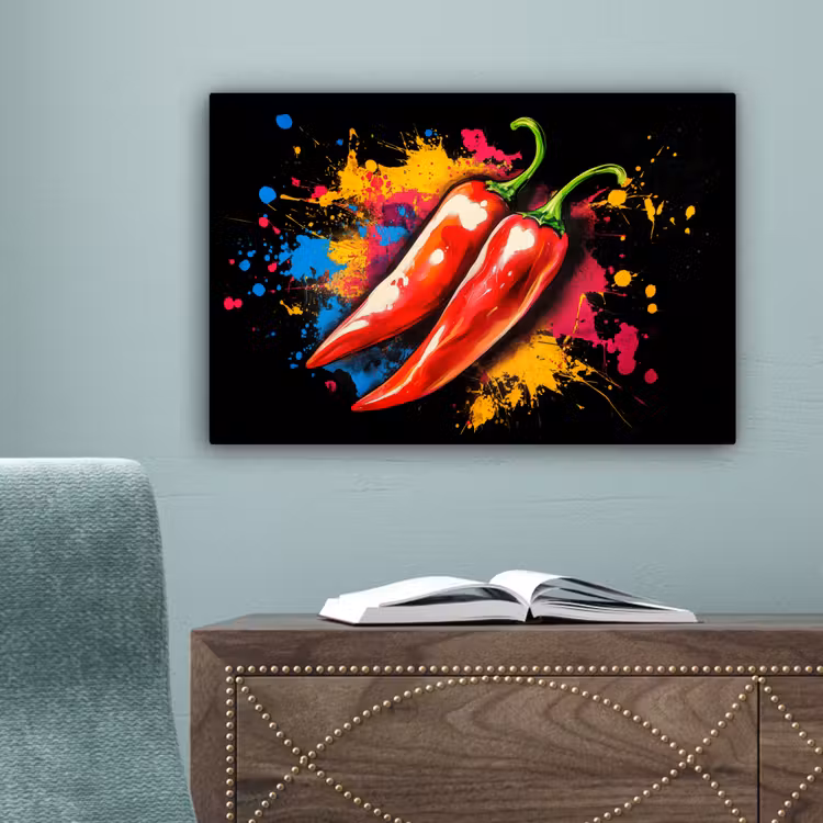 Peper - Graffiti - Verf - Abstract - Modern - Kleurrijk canvas 2cm klein -sfeer4