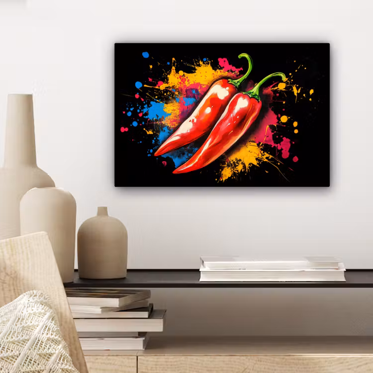 Peper - Graffiti - Verf - Abstract - Modern - Kleurrijk canvas 2cm klein -sfeer6