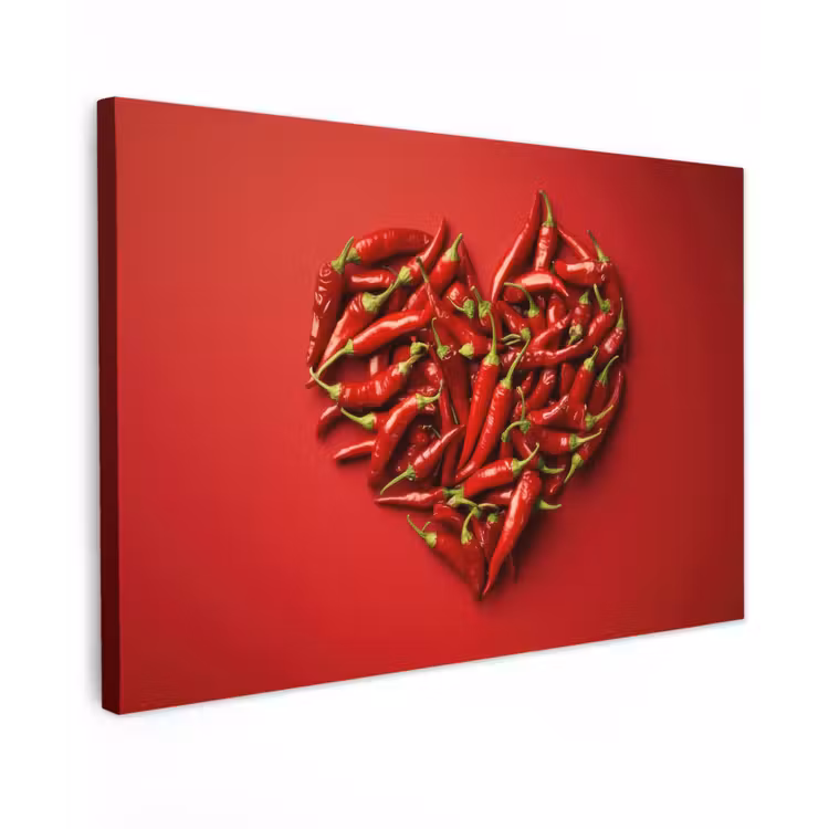 Pepers - Rood - Hart canvas 2cm klein -z3d