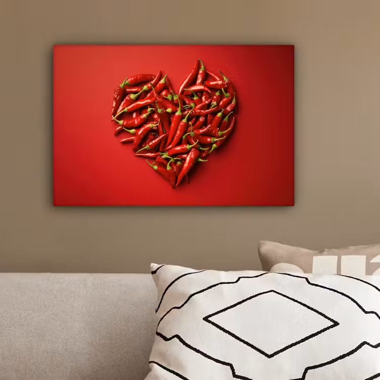 Pepers - Rood - Hart canvas 2cm klein -sfeer3
