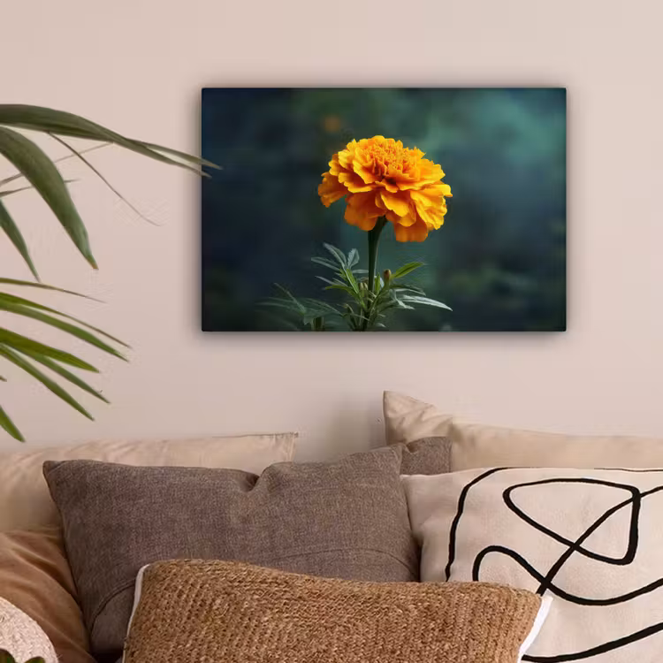 Bloemblaadjes - Afrikaan - Oranje - Wazig canvas 2cm klein -sfeer1