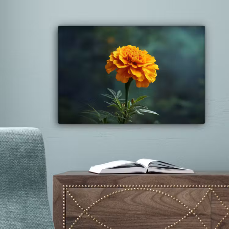 Bloemblaadjes - Afrikaan - Oranje - Wazig canvas 2cm klein -sfeer4