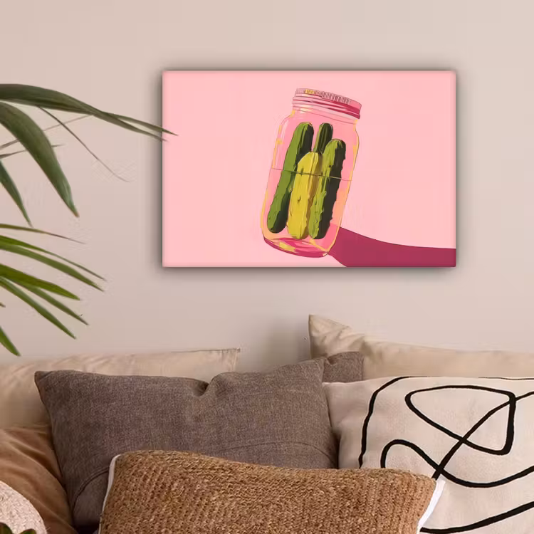 Augurken - Pot - Schaduw - Roze canvas 2cm klein -sfeer1