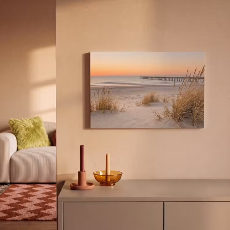 Pier - Zonsondergang - Strand canvas 2cm klein -sfeer1