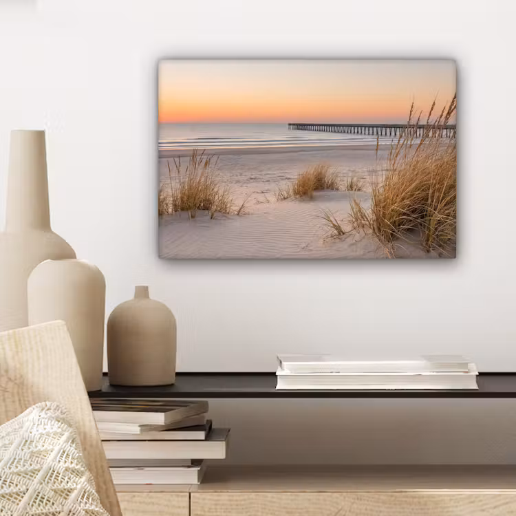 Pier - Zonsondergang - Strand canvas 2cm klein -sfeer6