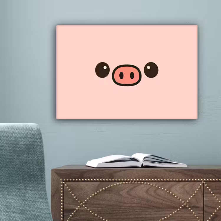 Varken - Roze - Minimalistisch canvas 2cm klein -sfeer4