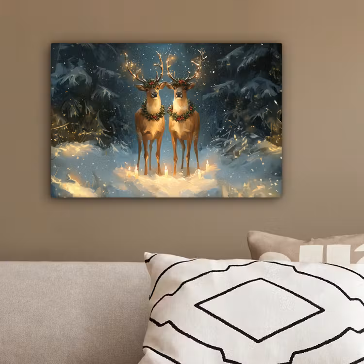 Dennensprookje - Rendier - Nacht canvas 2cm klein -sfeer3