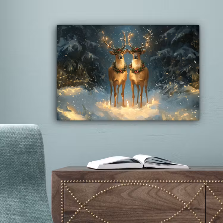 Dennensprookje - Rendier - Nacht canvas 2cm klein -sfeer4