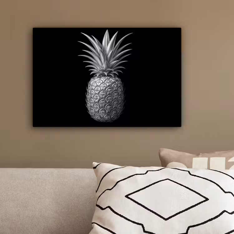 Ananas - Gedetailleerd - Bladeren canvas 2cm klein -sfeer3