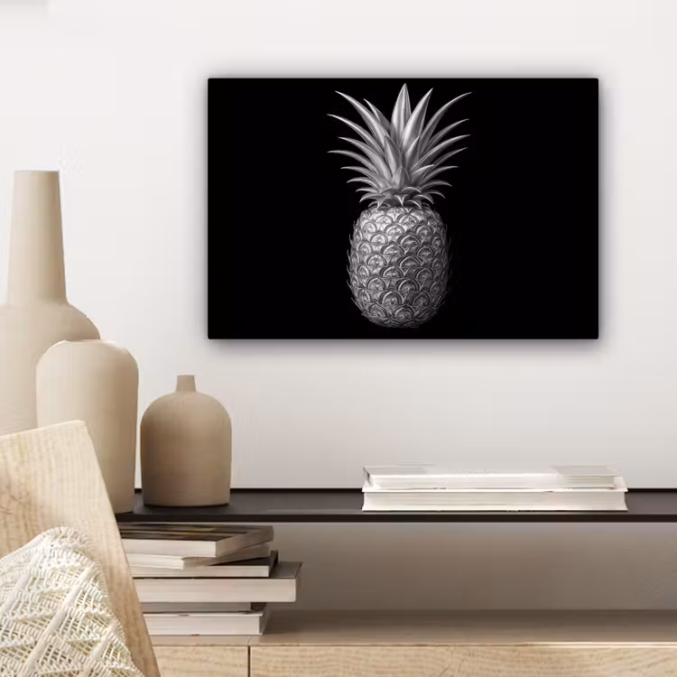 Ananas - Gedetailleerd - Bladeren canvas 2cm klein -sfeer6