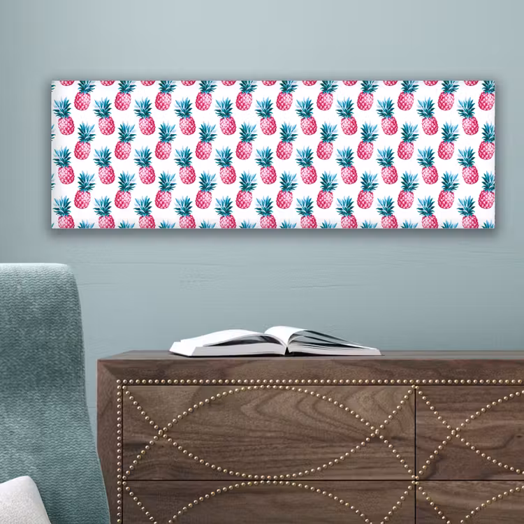 Ananas - Roze - Wit canvas 2cm klein 828 -sfeer4