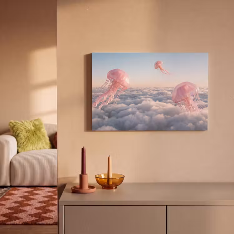 Canvas Print - Pink Animal - Clouds - Roze dier - Wolken canvas 2cm klein