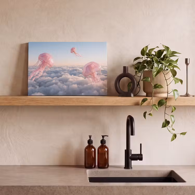 Canvas Print - Pink Animal - Clouds - Roze dier - Wolken canvas 2cm klein