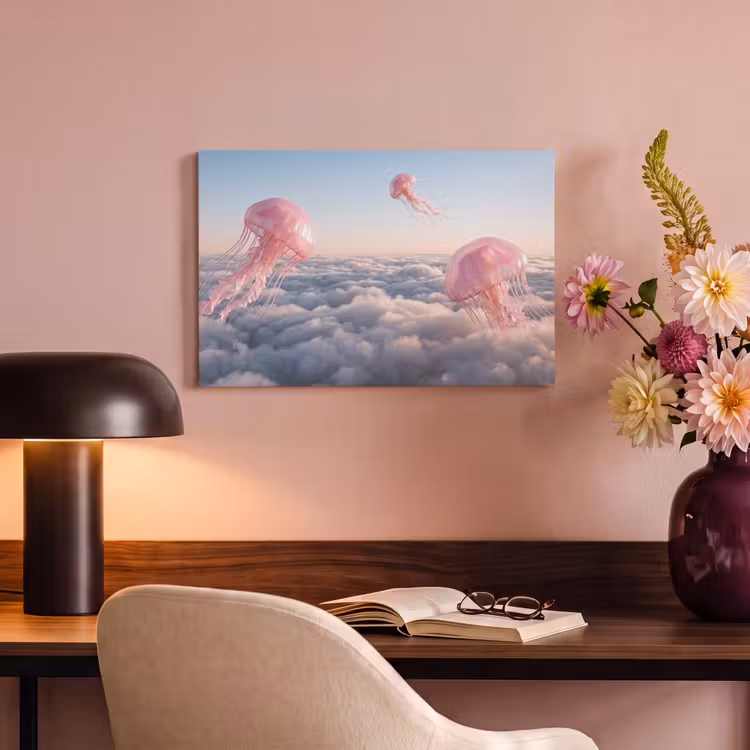 Canvas Print - Pink Animal - Clouds - Roze dier - Wolken canvas 2cm klein