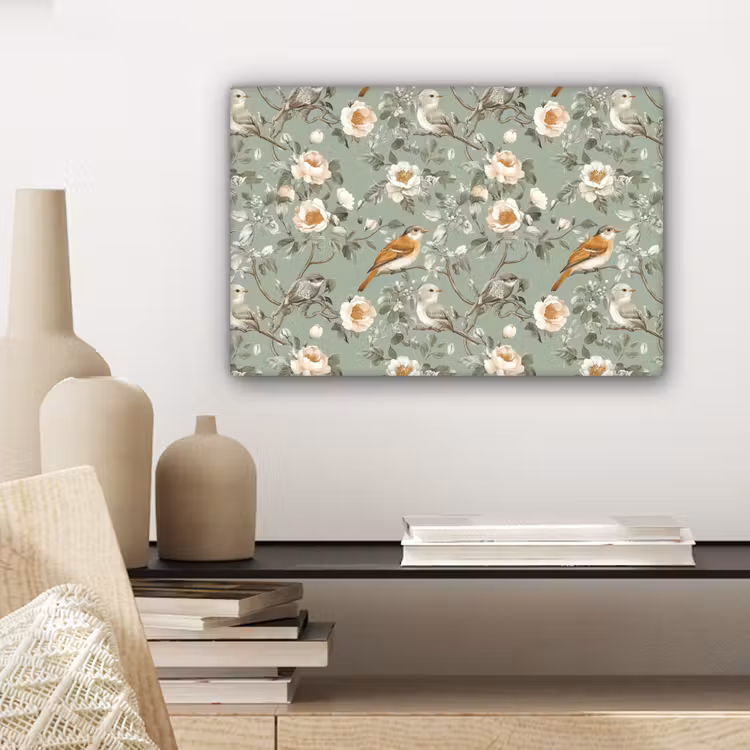 Roze - Vogels - Kleurrijk canvas 2cm klein 34 -sfeer6