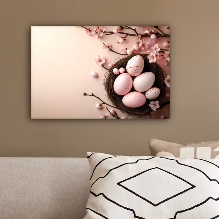 Roze - Bloesems - Eieren canvas 2cm klein -sfeer3
