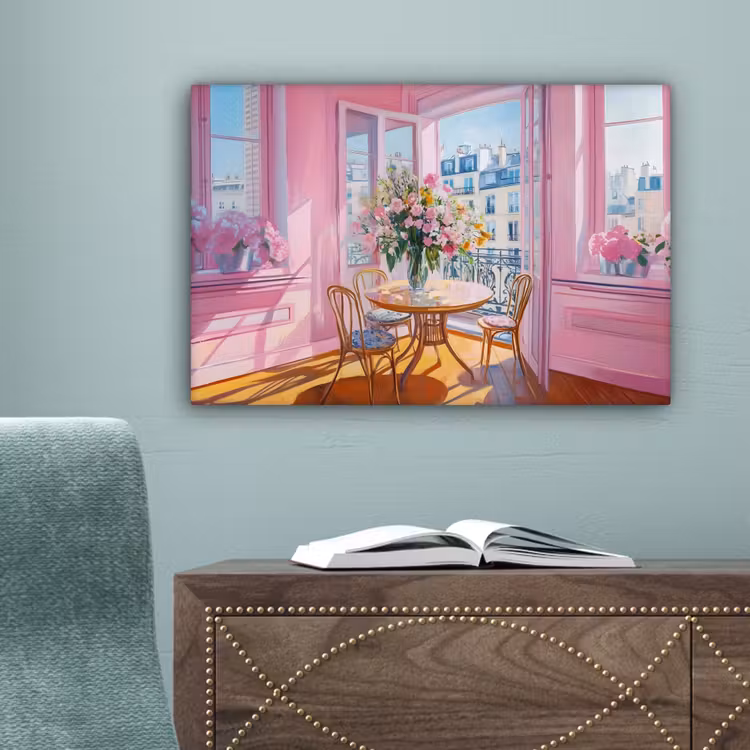 Pink - City - Bloemen canvas 2cm klein -sfeer4