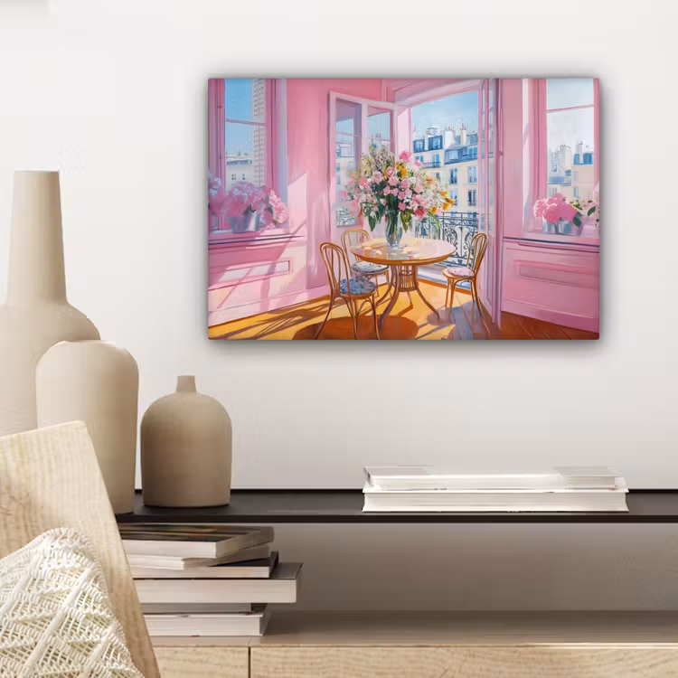 Pink - City - Bloemen canvas 2cm klein -sfeer6