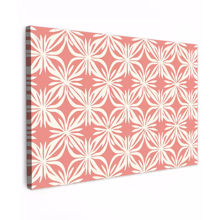 Roze - Bloemenmotief - Wit - Modern canvas 2cm klein 34 -z3d