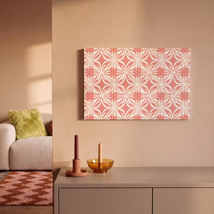 Roze - Bloemenmotief - Wit - Modern canvas 2cm klein 34 -sfeer1