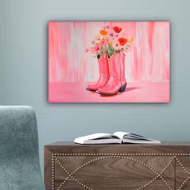 Roze - Bloemen - Cowboy canvas 2cm klein -sfeer4