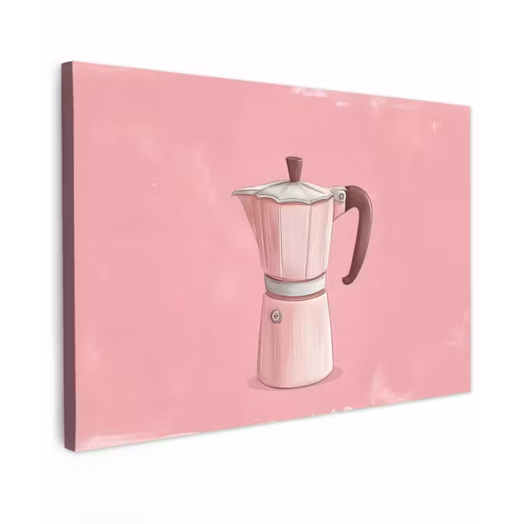 Roze - Mokkapot - Illustratie - Koffie canvas 2cm klein -z3d