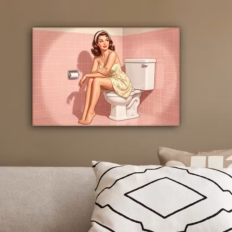 Roze - Retro - Vrouw canvas 2cm klein -sfeer3