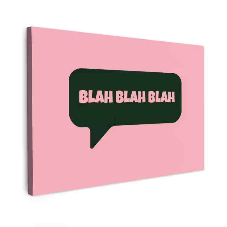 Roze - Tekstwolk - Groen - BLAH BLAH BLAH canvas 2cm klein -z3d